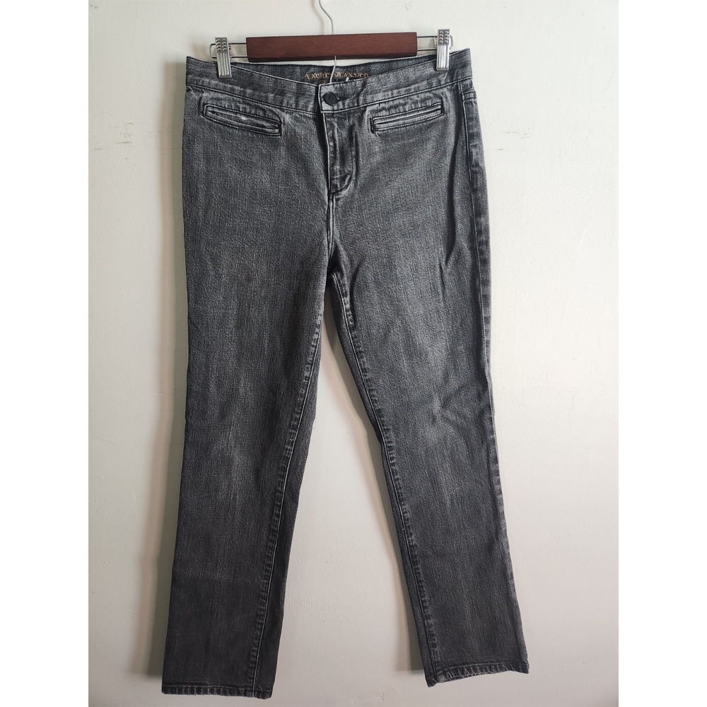 Lauren Ralph Lauren Jeans Womens 6P Black Washed Straight Leg Denim Pants